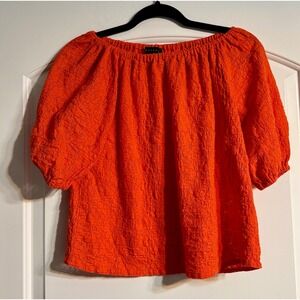 Sanctuary Blouse Women XS Orange Excellent Off Shoulder Puff Sleeve Lace Blouse